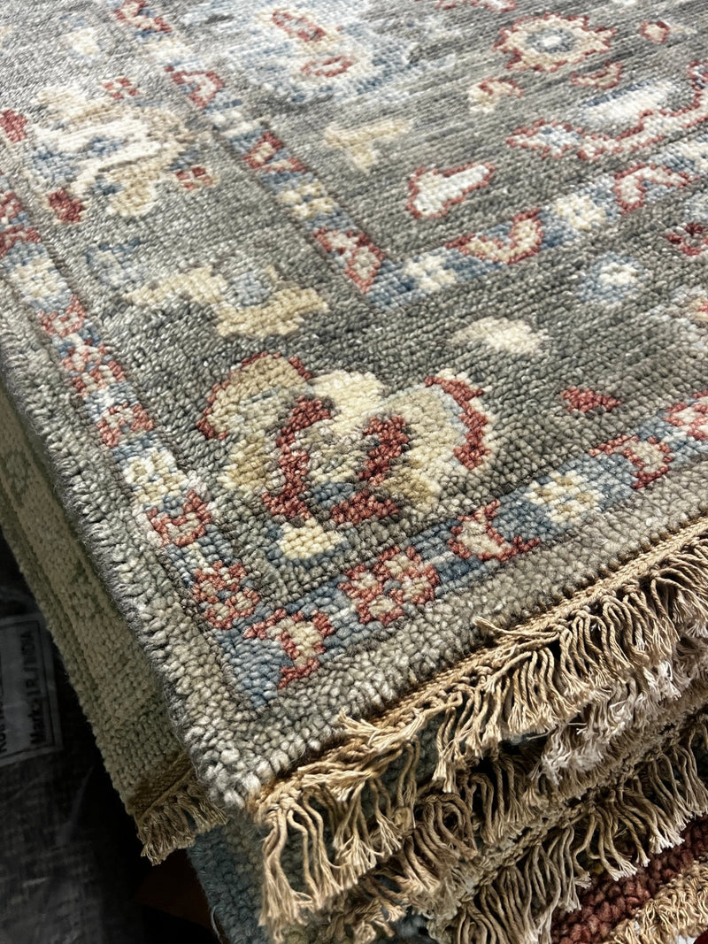 GiGi 3x14 Grey Hand-Knotted Oushak Runner | Banana Manor Rug Company