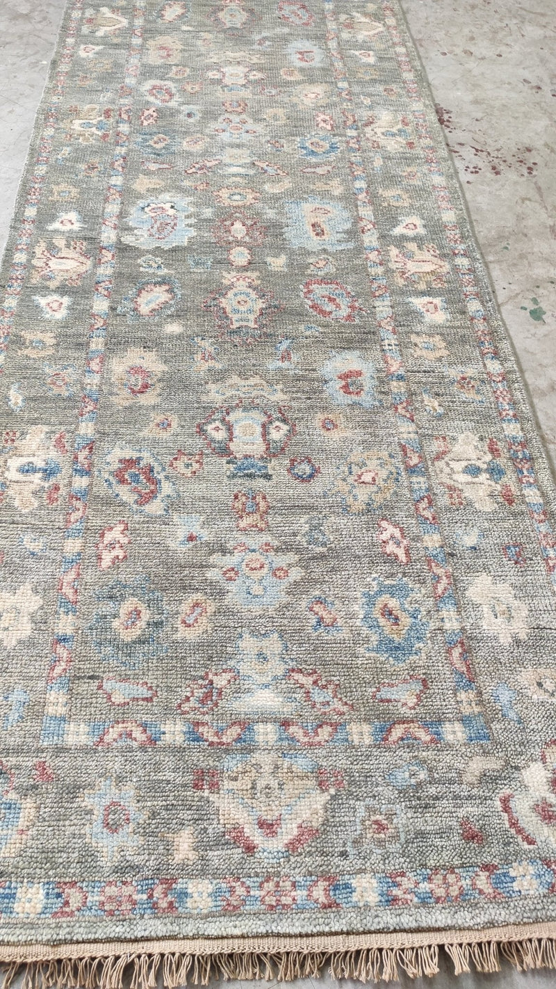 GiGi 3x14 Grey Hand-Knotted Oushak Runner | Banana Manor Rug Company