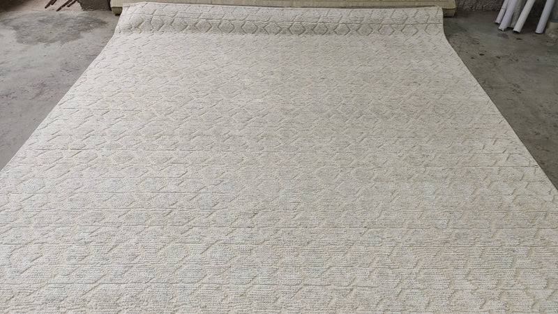 Gina the Misdemeana 8.9x11.9 Ivory Hand-Knotted Modern Rug | Banana Manor Rug Company