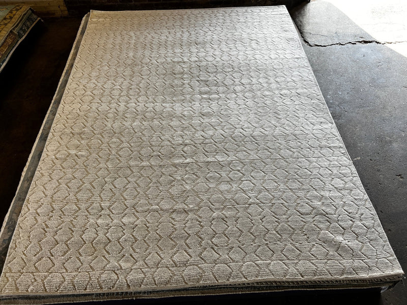 Gina the Misdemeana 8.9x11.9 Ivory Hand-Knotted Modern Rug | Banana Manor Rug Company