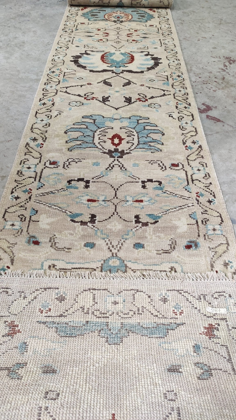 Gisele 2.9x14 Cream Hand-Knotted Oushak Runner | Banana Manor Rug Company