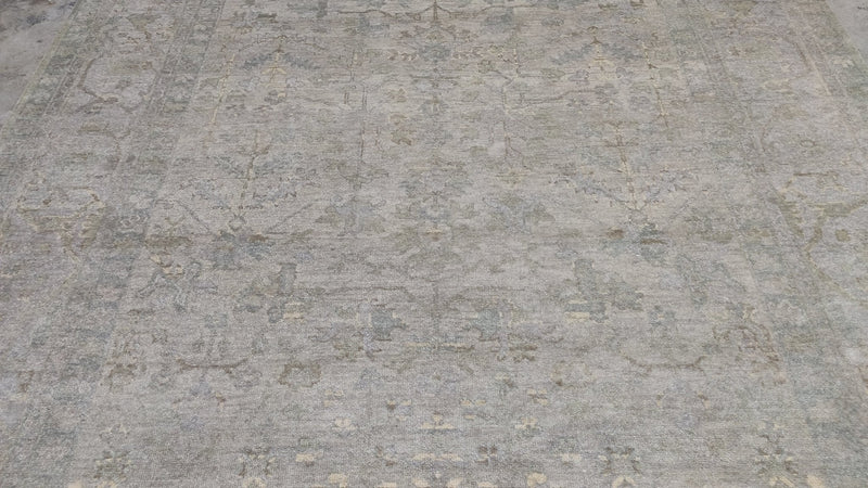 Grace 8x10 Grey and Silver Hand-Knotted Oushak Rug | Banana Manor Rug Company