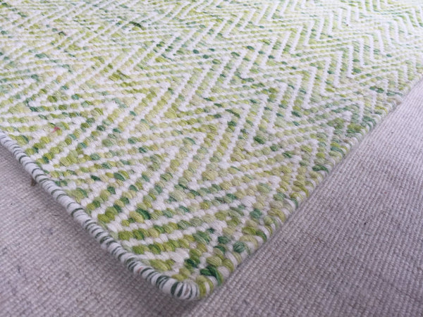 Green & Yellow Runner Runway Zig Zag Pattern Dhurrie Rug | Banana Manor Rug Company