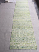 Green & Yellow Runner Runway Zig Zag Pattern Dhurrie Rug | Banana Manor Rug Company