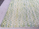Green & Yellow Runner Runway Zig Zag Pattern Dhurrie Rug | Banana Manor Rug Company