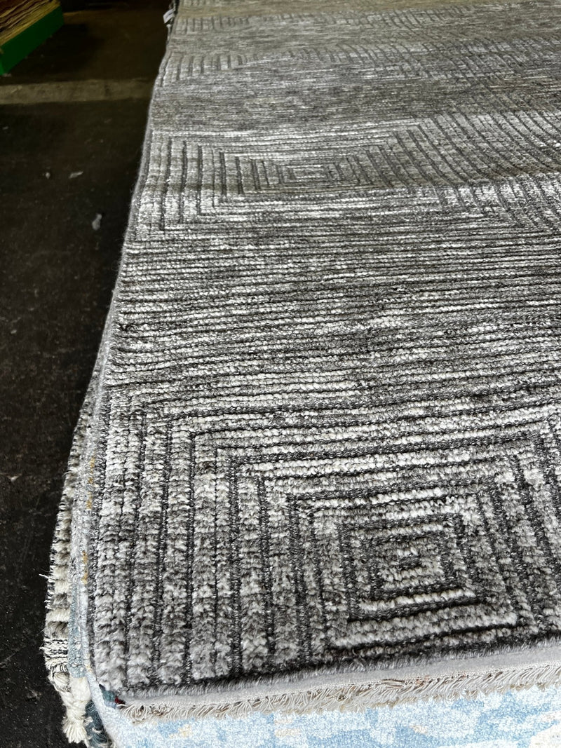 Gregory Hines 8.3x10 Hand-Knotted Modern Rug Natural and Grey High-Low | Banana Manor Rug Factory Outlet
