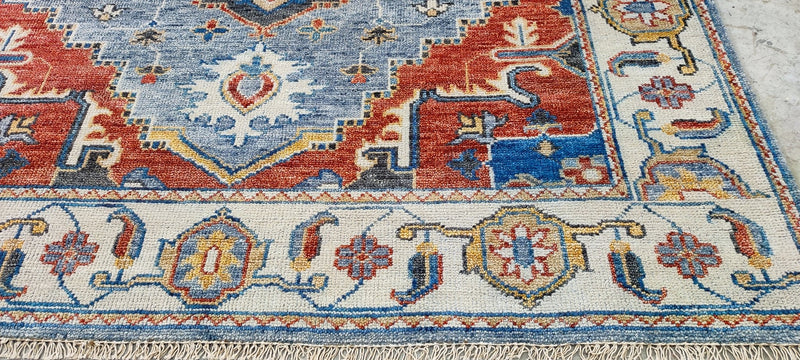 Gulla Jonsdottir Blue and Beige Hand-Knotted Oriental Rug 8x10 | Banana Manor Rug Company