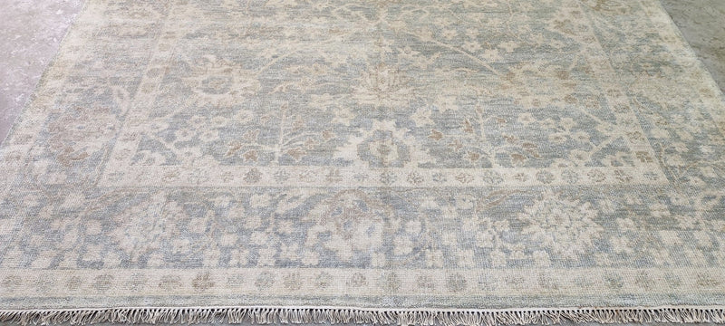 Hadiya O'Hara Aqua Hand-Knotted Oushak Rug 8x10 | Banana Manor Rug Company