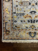 Hallie 4x6 Aqua and Tan Hand-Knotted Oushak Rug | Banana Manor Rug Company