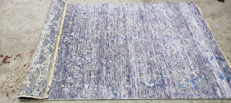 Hand-Knotted Modern Rug Silver Grey Textured 4x6 | Banana Manor Rug Company