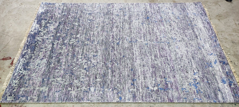 Hand-Knotted Modern Rug Silver Grey Textured 4x6 | Banana Manor Rug Company