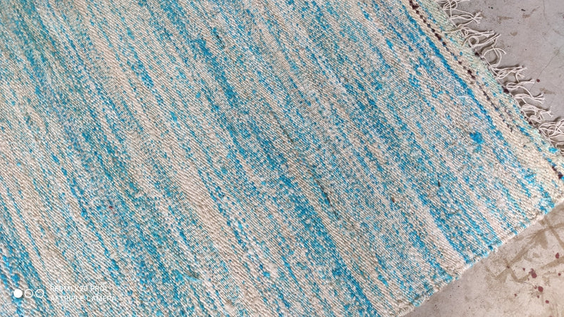 Happy Sky 6x9 Handwoven Light Blue and Cream Sari Silk Rug | Banana Manor Rug Company