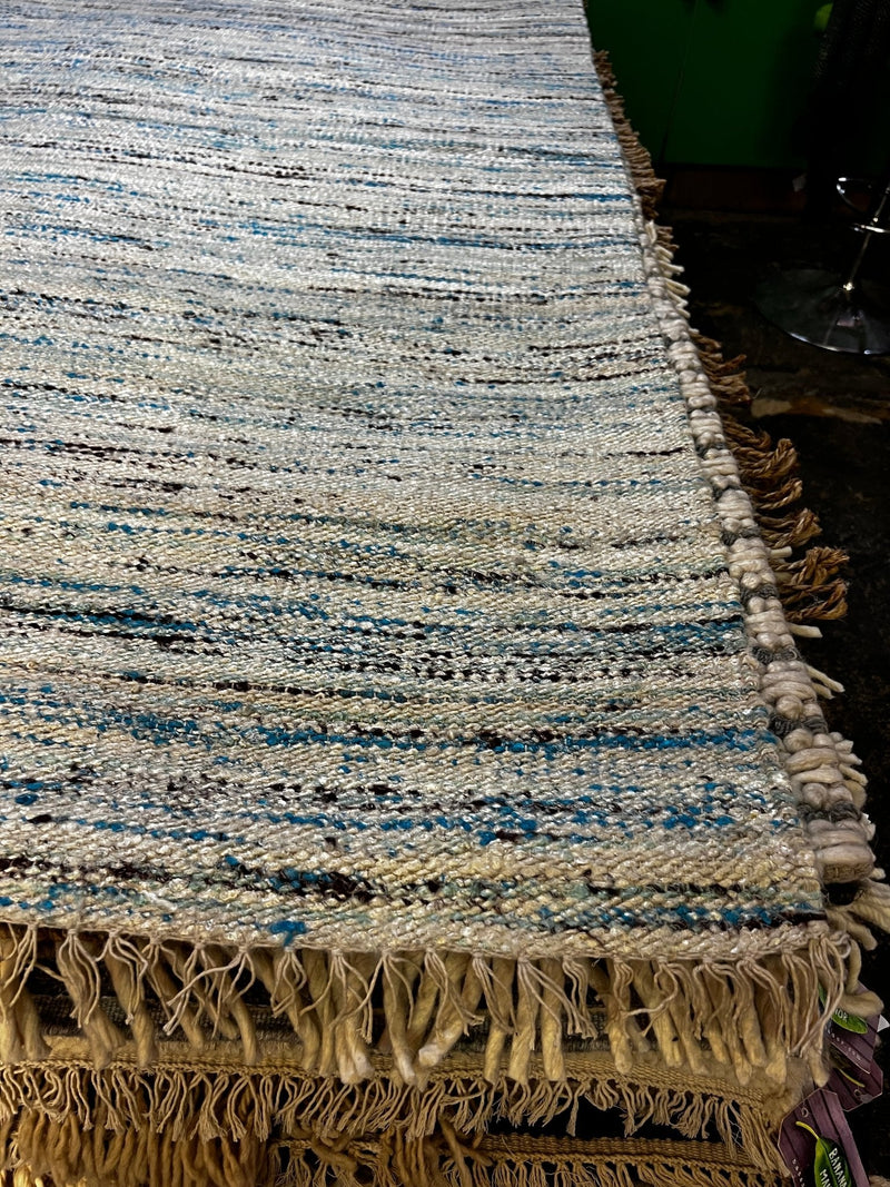 Happy Sky 6x9 Handwoven Light Blue and Cream Sari Silk Rug | Banana Manor Rug Factory Outlet