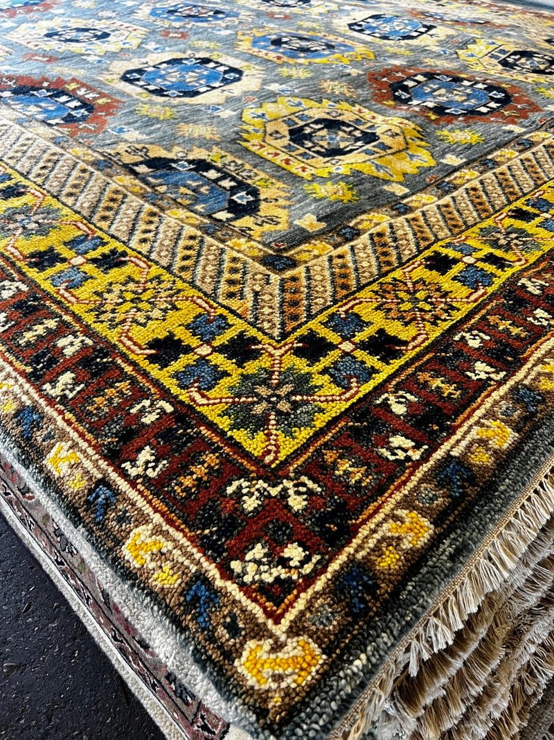 Harley 9x12 Blue and Gold Hand-Knotted Oushak Rug | Banana Manor Rug Company