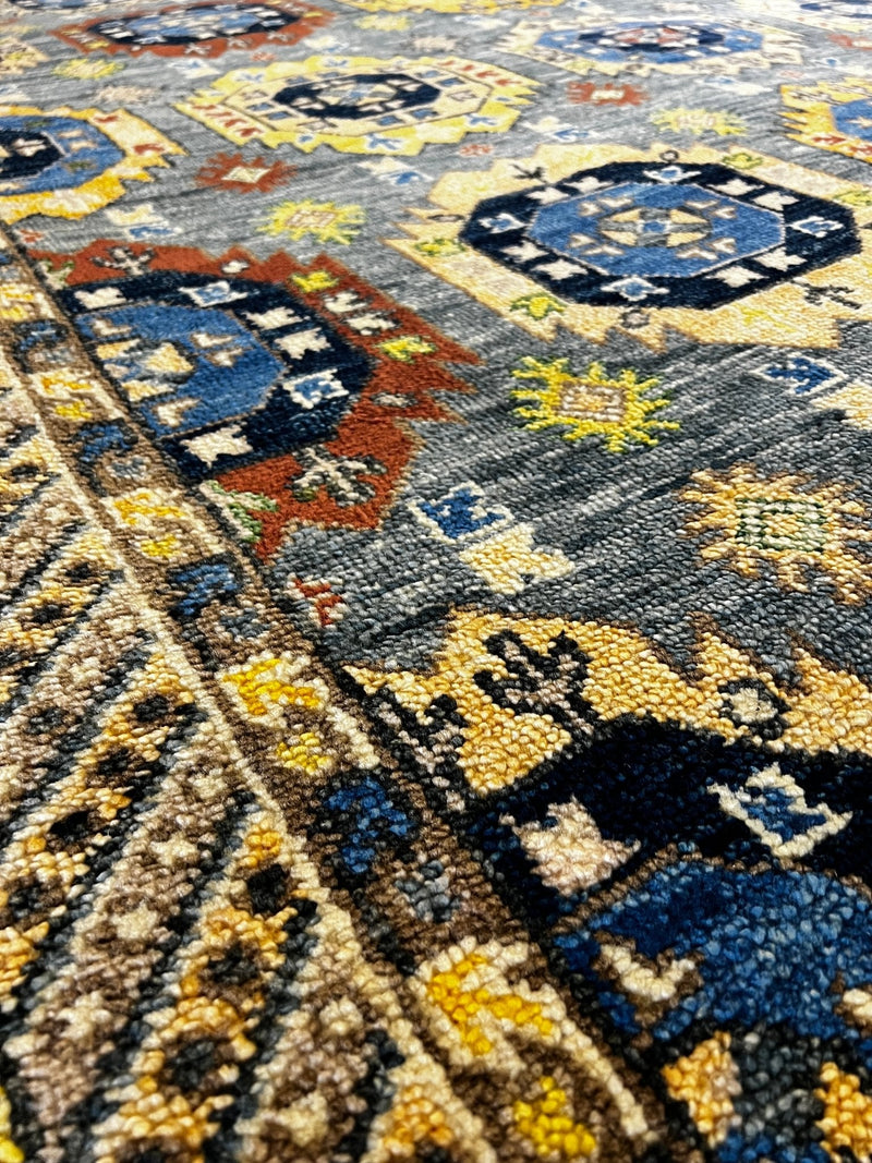 Harley 9x12 Blue and Gold Hand-Knotted Oushak Rug | Banana Manor Rug Company