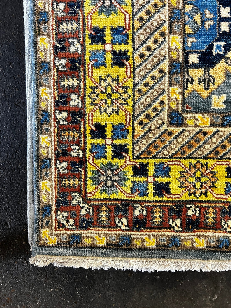 Harley 9x12 Blue and Gold Hand-Knotted Oushak Rug | Banana Manor Rug Company