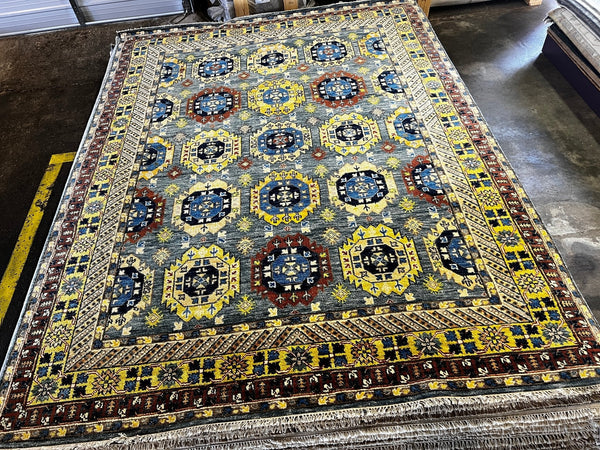 Harley 9x12 Blue and Gold Hand-Knotted Oushak Rug | Banana Manor Rug Company