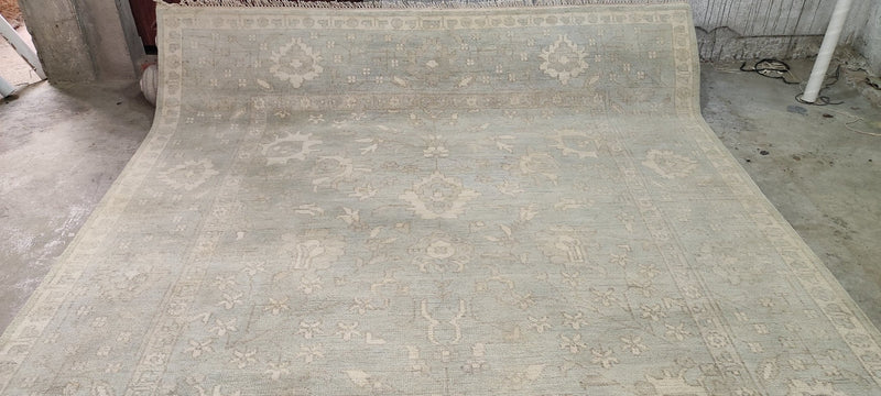 Harlow O'Hara Aqua Hand-Knotted Oushak Rug 8x10 | Banana Manor Rug Company