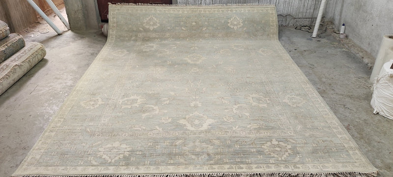 Harlow O'Hara Aqua Hand-Knotted Oushak Rug 8x10 | Banana Manor Rug Company