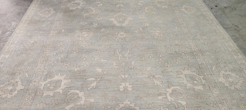 Harlow O'Hara Aqua Hand-Knotted Oushak Rug 8x10 | Banana Manor Rug Company