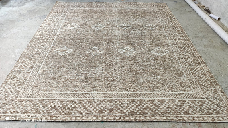 Harry Greb 8.3x10 Beige and Brown High-Low Hand-Knotted Rug | Banana Manor Rug Company