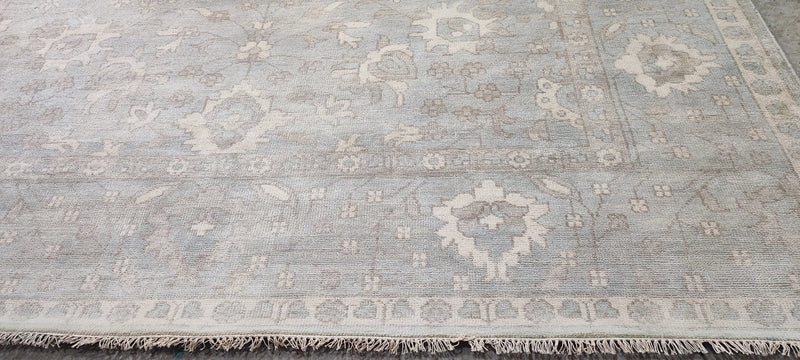 Haven O'Hara 10.3x14 Aqua Hand-Knotted Oushak Rug | Banana Manor Rug Company