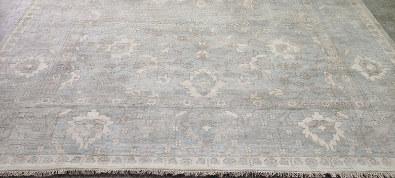 Haven O'Hara 10.3x14 Aqua Hand-Knotted Oushak Rug | Banana Manor Rug Company