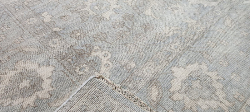 Haven O'Hara 10.3x14 Aqua Hand-Knotted Oushak Rug | Banana Manor Rug Company