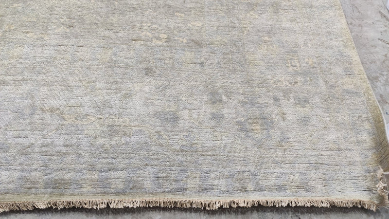 Hazel 11x13.9 Grey and Silver Hand-Knotted Oushak Rug | Banana Manor Rug Company