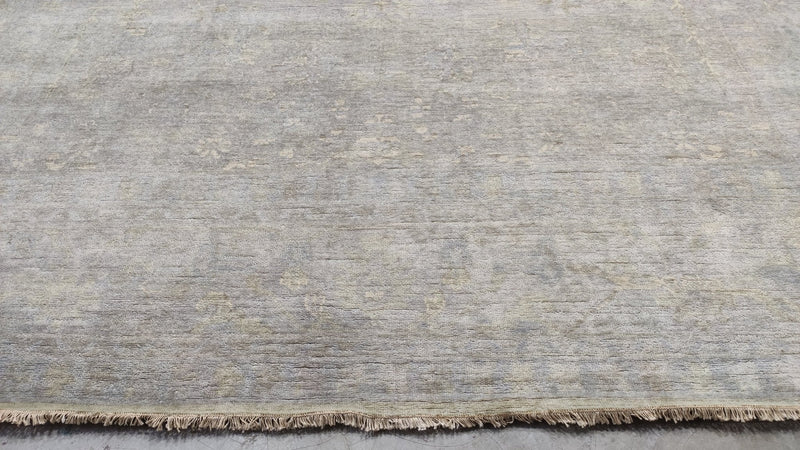 Hazel 11x13.9 Grey and Silver Hand-Knotted Oushak Rug | Banana Manor Rug Company