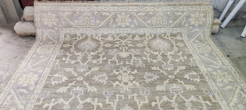 Helen O'Hara Silver and Grey Hand-Knotted Oushak Rug 8x8 | Banana Manor Rug Company