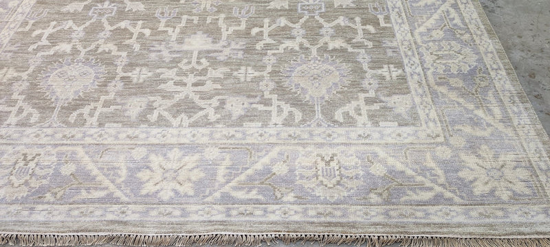 Helen O'Hara Silver and Grey Hand-Knotted Oushak Rug 8x8 | Banana Manor Rug Company