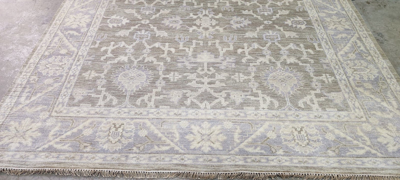 Helen O'Hara Silver and Grey Hand-Knotted Oushak Rug 8x8 | Banana Manor Rug Company