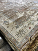 Helen Seinfeld 8.6x10 Brown and Tan Hand-Knotted Oushak Rug | Banana Manor Rug Company