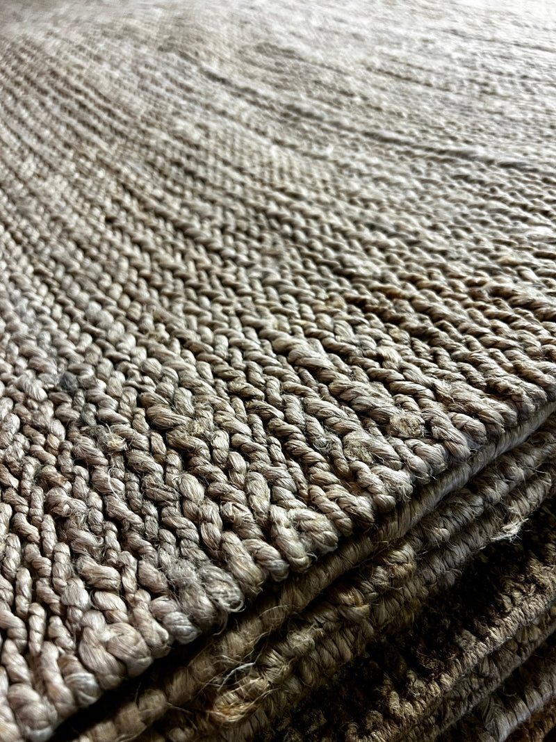 Henry Carey 11x14 Handwoven Jute Durrie Natural Grey Soumak | Banana Manor Rug Factory Outlet