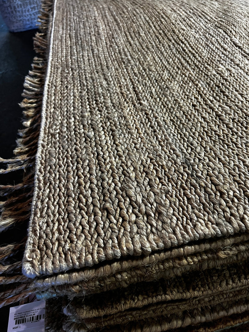 Henry Carey 11x14 Handwoven Jute Durrie Natural Grey Soumak | Banana Manor Rug Factory Outlet