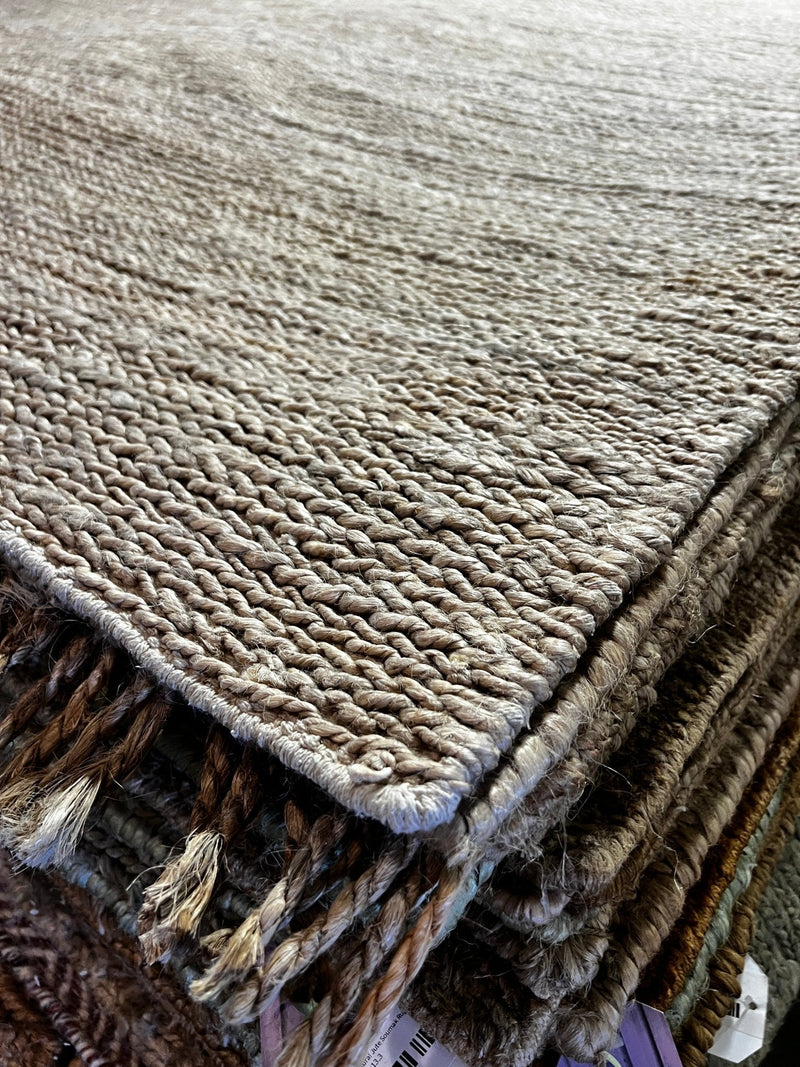 Henry Carey 11x14 Handwoven Jute Durrie Natural Grey Soumak | Banana Manor Rug Factory Outlet