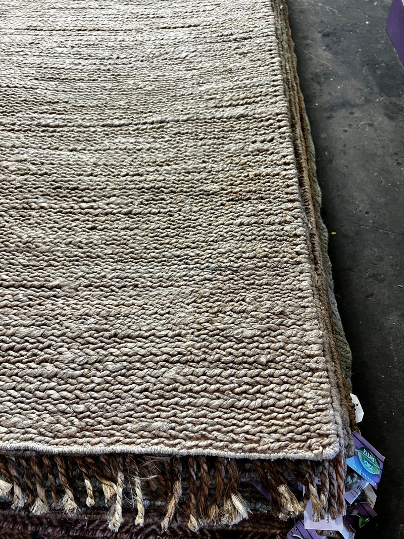 Henry Carey 11x14 Handwoven Jute Durrie Natural Grey Soumak | Banana Manor Rug Factory Outlet