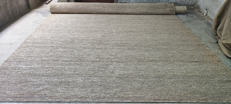 Henry Carey Handwoven Jute Durrie Natural Grey Soumak 11x14 | Banana Manor Rug Company