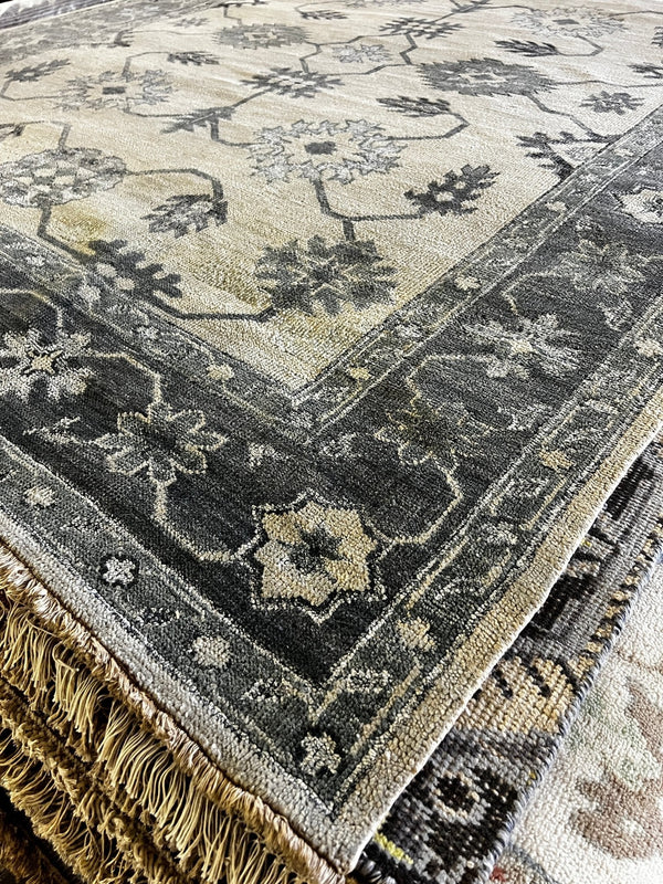 Hermione 7.6x9.9 Light Green and Grey Hand-Knotted Oushak Rug | Banana Manor Rug Company