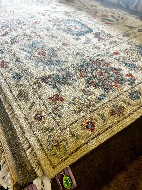 Hilda 9x12.9 Ivory Hand-Knotted Oushak | Banana Manor Rug Company