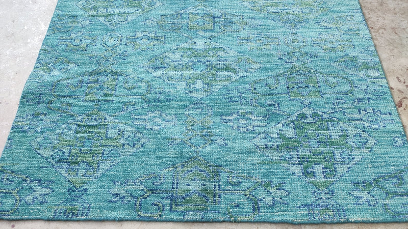 Hilde Van Mieghem 5x7 Green Hand-Knotted Oushak Rug | Banana Manor Rug Company