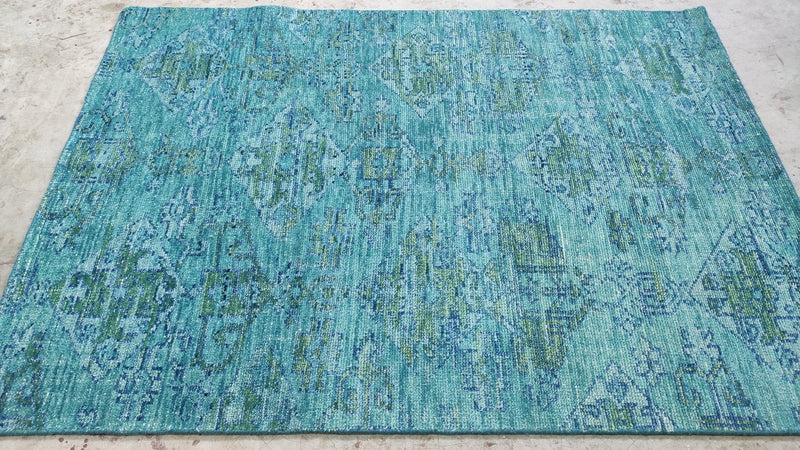 Hilde Van Mieghem 5x7 Green Hand-Knotted Oushak Rug | Banana Manor Rug Company