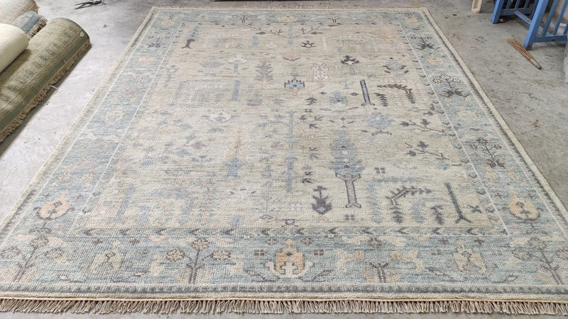 Holly Golightly 8x9.9 Beige and Tan Hand-Knotted Oushak Rug | Banana Manor Rug Company