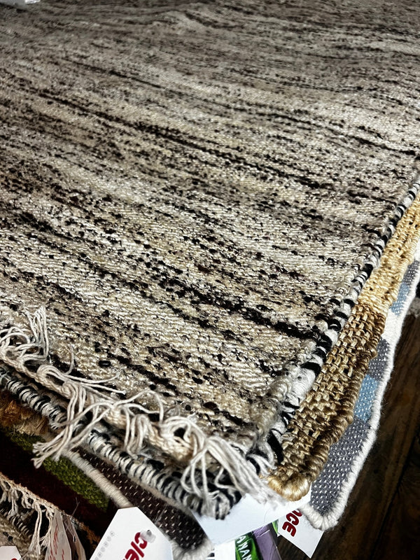 Hughes Handwoven Brown and Cream Sari Silk Durrie Rug | Banana Manor Rug Factory Outlet