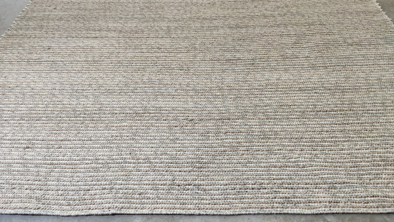 Hulka Handwoven White and Natural Striped Jute & Wool Rug 8.3x10.3 | Banana Manor Rug Company