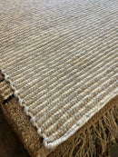 Hulka Handwoven White and Natural Striped Jute & Wool Rug 8.3x10.3 | Banana Manor Rug Company