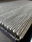 Hulka Handwoven White and Natural Striped Jute & Wool Rug 8.3x10.3 | Banana Manor Rug Company