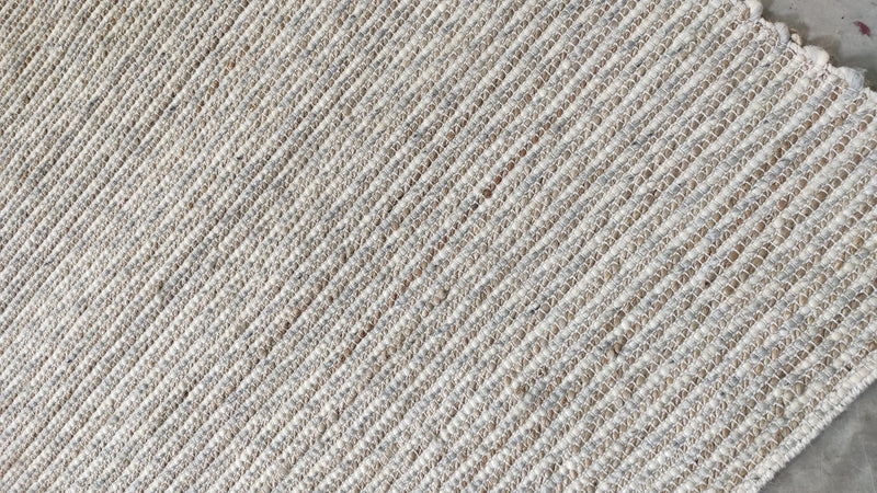 Hulka Handwoven White and Natural Striped Jute & Wool Rug 8.3x10.3 | Banana Manor Rug Company