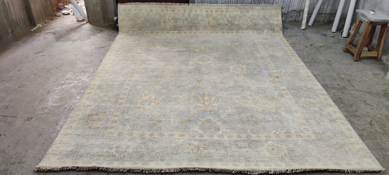 Hyacinth O'Hara Aqua Hand-Knotted Oushak Rug 8x10 | Banana Manor Rug Company